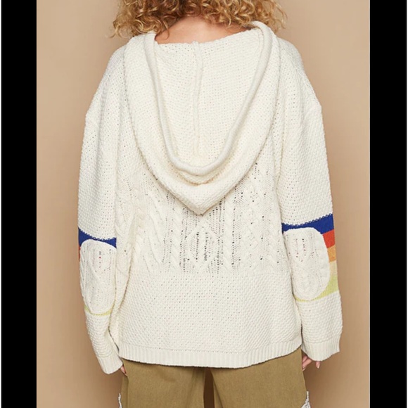 POL Hooded Sweater with Colorful Stripes NWT - Picture 3 of 12